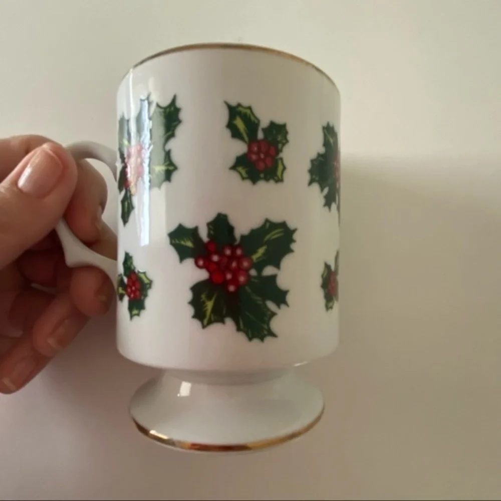 Lefton China Christmas Holiday Porcelain Tea Cup Cookie Plate for Santa